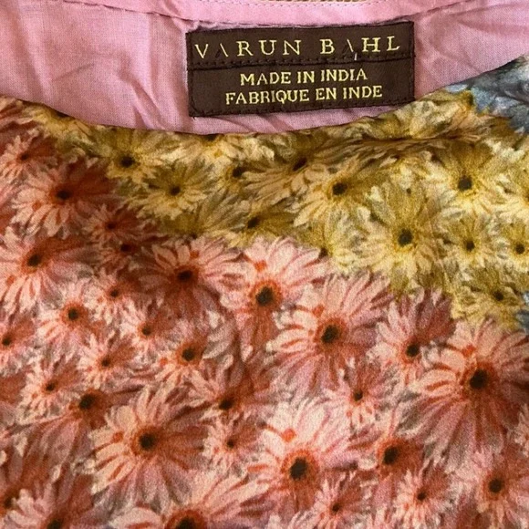 Anthropologie Varun Bahl Catria Floral Midi Dress Pink Yellow Blue Patchwork - Picture 4 of 5